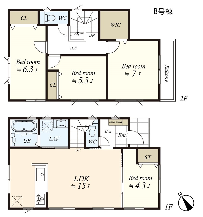 （建物プラン例）丁寧な打ち合わせにてヒアリングを行い、お客様のお好きな間取をプランニングいたします。