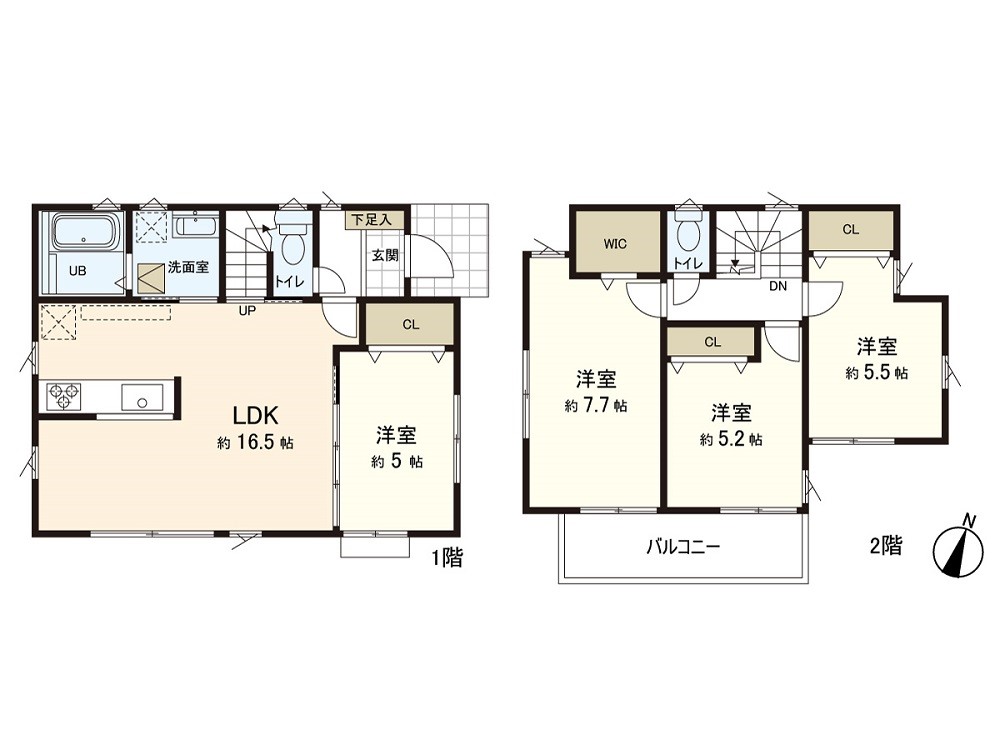 (建物プラン例)丁寧な打ち合わせにてヒアリングを行い、お客様のお好きな間取をプランニングいたします。