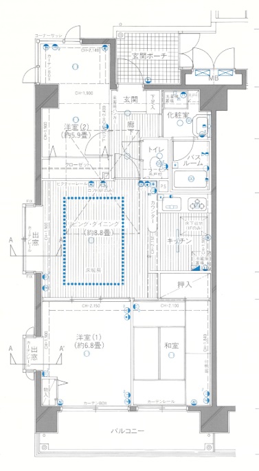 閑静で緑豊かな住宅地に広々とした中古マンション