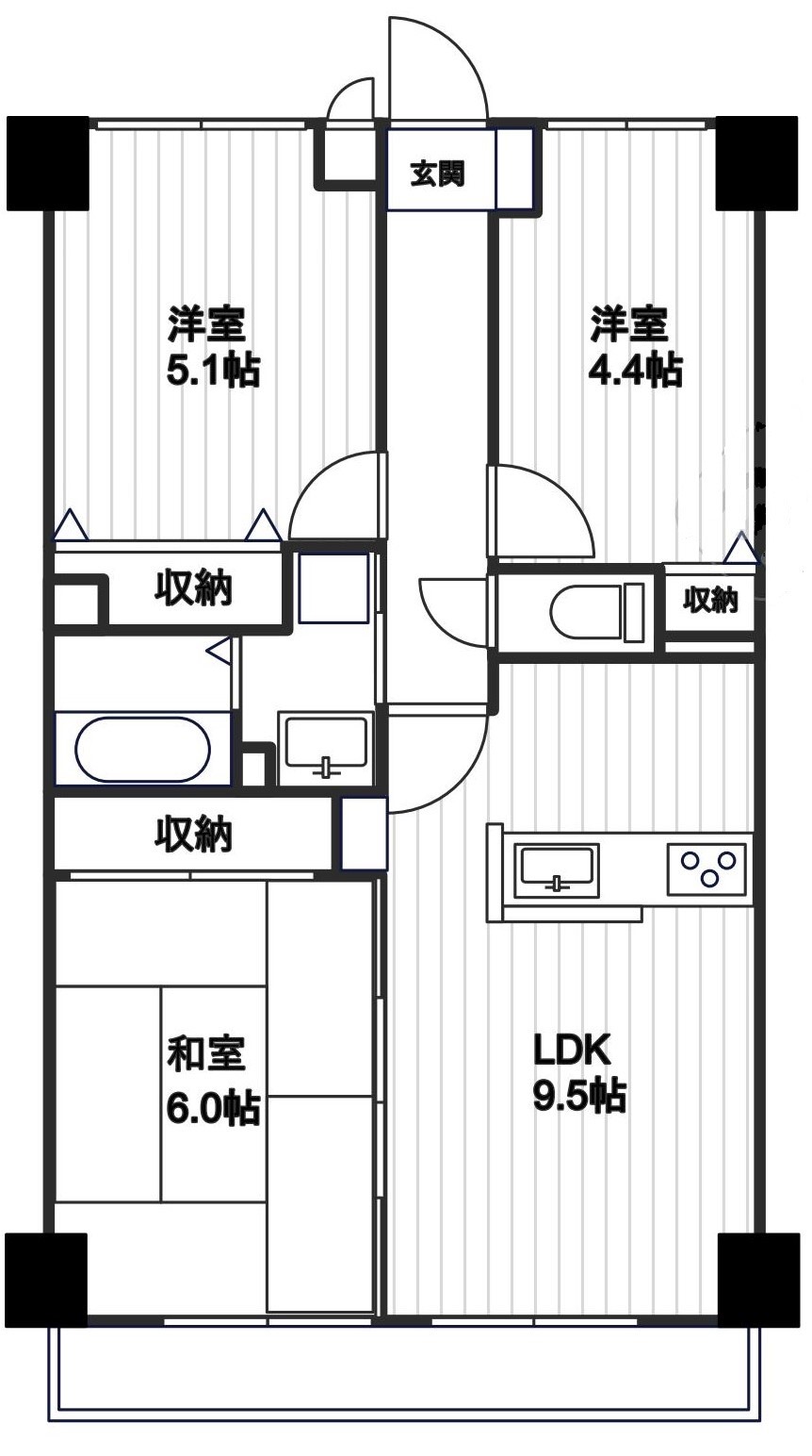 閑静で緑豊かな住宅地に広々とした中古マンション